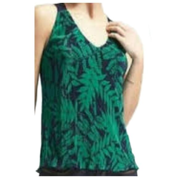 Banana Republic Halter Blouse Tropical Floral Pleated Women's Size XS Vacation - Picture 2 of 6